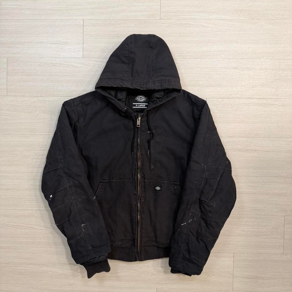 Vintage Dickies Men's Black Canvas Quilt Insulated Distressed Work Jacket XL